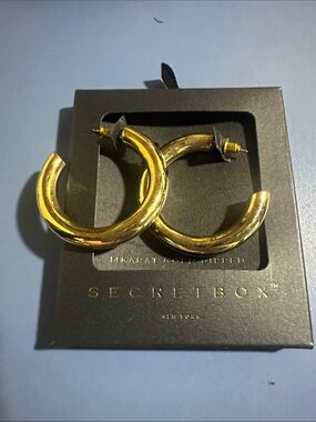 Gold Hoop Earrings - Polished Chunky Hoops - New in Box